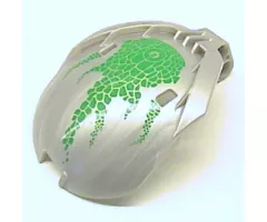 Bionicle Bohrok Windscreen 4 x 5 x 7 with Green Scales and Lehvak-Kal Logo Pattern