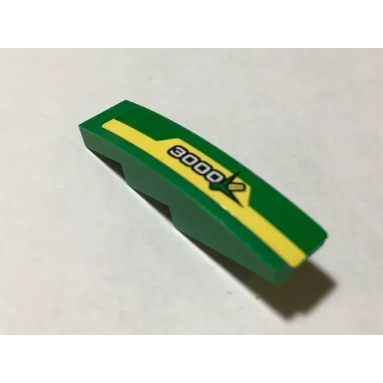 Slope, Curved 4 x 1 with Yellow Stripe, White '3000' and Ear of Corn Pattern Model Right Side (Sticker) - Set 60223