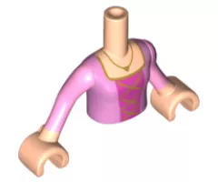 Mini Doll, Torso Girl Bright Pink Top, Dark Pink Middle with Gold Lacing Pattern, Light Nougat Arms with Hands with Bright Pink Sleeves