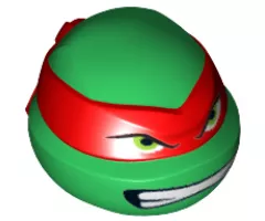 Minifigure, Head, Modified Ninja Turtle with Red Mask and Teeth Pattern (Raphael)