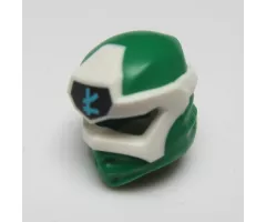 Minifigure, Headgear Ninjago Wrap Type 6 with White Mask, Medium Azure L Symbol on Black Pattern