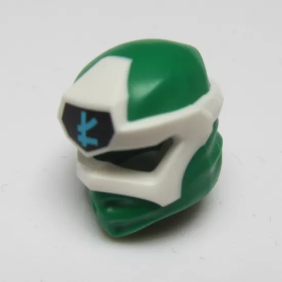 Minifigure, Headgear Ninjago Wrap Type 6 with White Mask, Medium Azure L Symbol on Black Pattern