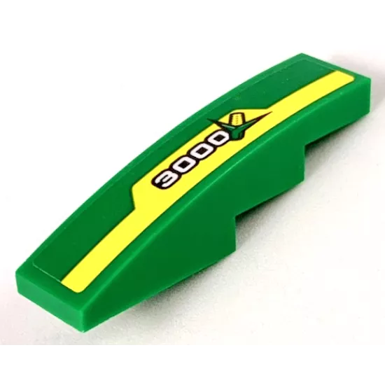 Slope, Curved 4 x 1 with Yellow Stripe, White '3000' and Ear of Corn Pattern Model Left Side (Sticker) - Set 60223