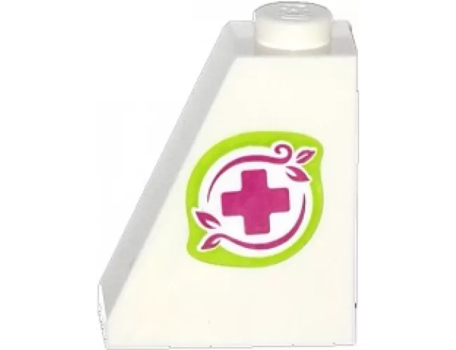 Slope 65 2 x 1 x 2 with Magenta Cross and Leaves in Lime Border Pattern Model Left Side (Sticker) - Set 41036