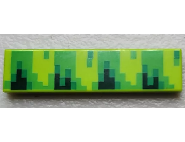 Tile 1 x 4 with Pixelated Bright Green, Dark Green, and Green Pattern (Sonic Grass)