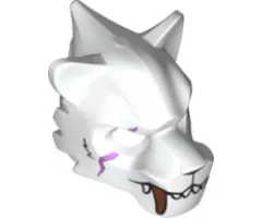 Minifigure, Headgear Mask Tiger with White and Copper Fangs and Medium Lavender Scar and Sinew Patches Pattern