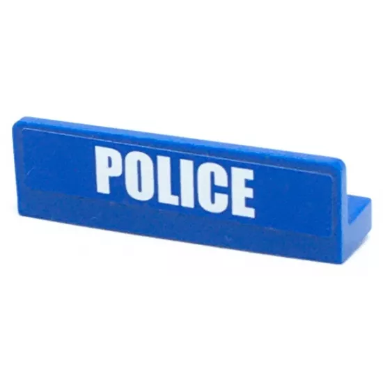 Panel 1 x 4 x 1 with White 'POLICE' Bold Narrow Font Small on Blue Background Pattern (Sticker) - Set 4436